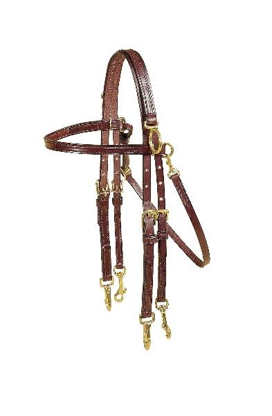 Tory Leather Double Bridle Sidecheck Training Headstall - Snap Ends