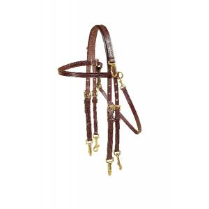 Tory Leather Double Bridle Sidecheck Training Headstall - Snap Ends