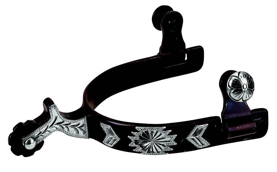 Weaver Leather Men's Chap Guard Spurs With  Engraved German Silver Trim