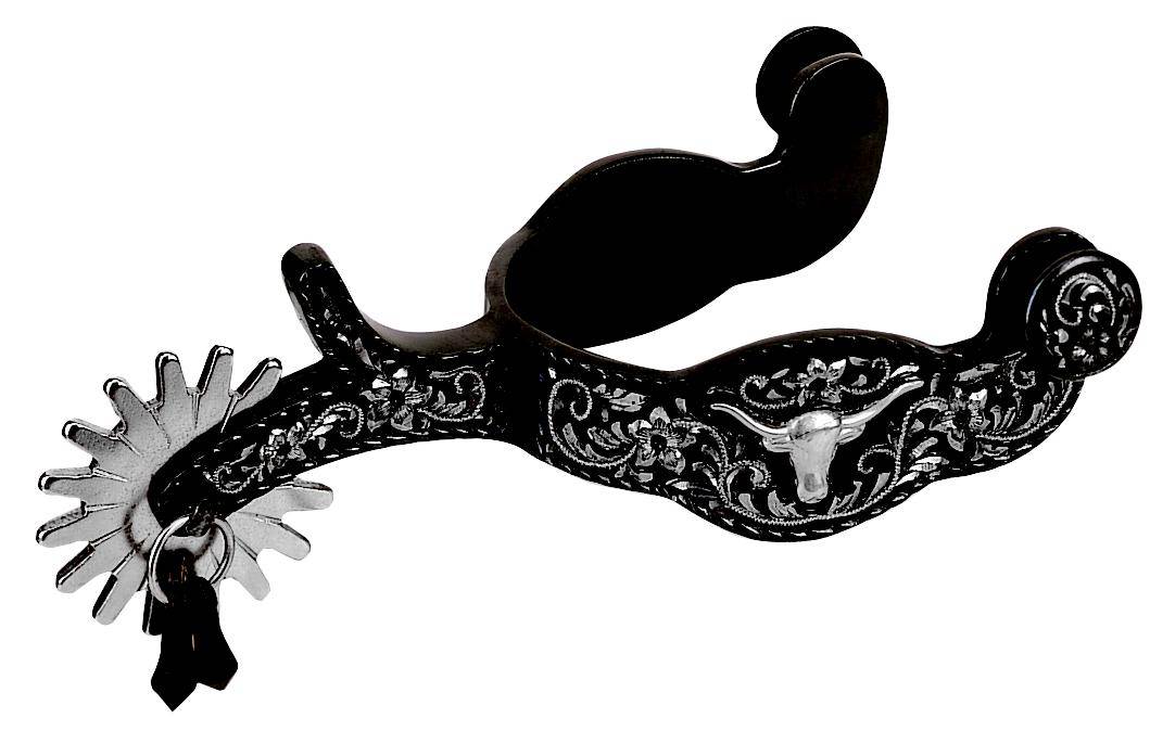 Weaver Leather Mens' Spurs With Engraved Floral & Longhorn Accent