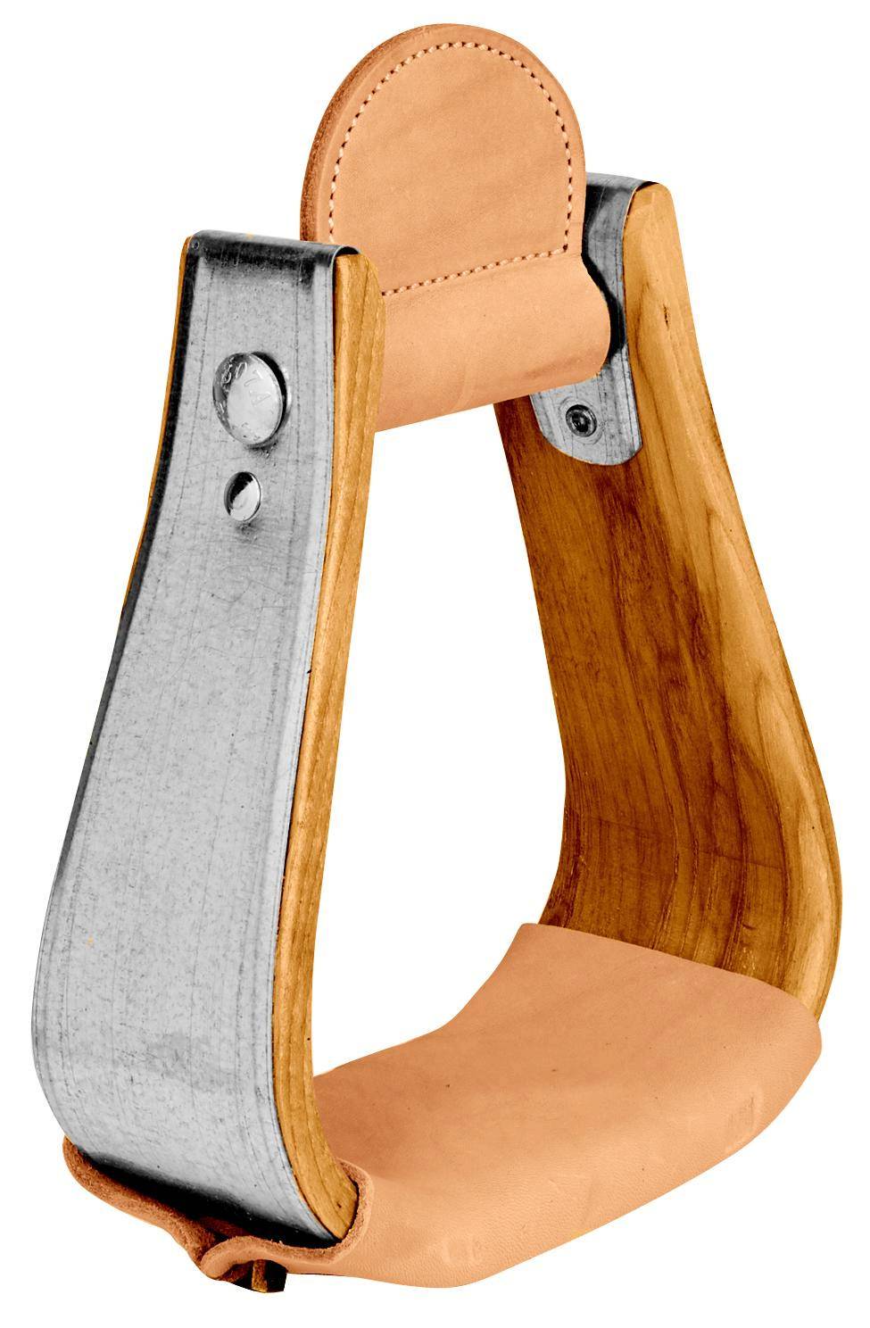 Weaver Leather Wooden Overshoe Visalia Stirrup With Leather Treads
