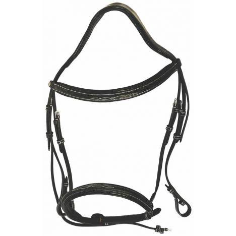 Henri de Rivel Pro Mono Crown Fancy Bridle with Patent Leather Piping and Laced Reins