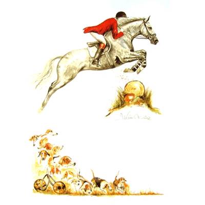 Jan Kunster Horse Prints - Herbstnebel 3 (Fox Hunting)
