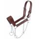Tough-1 Leather Mule Halter with Draw Chain