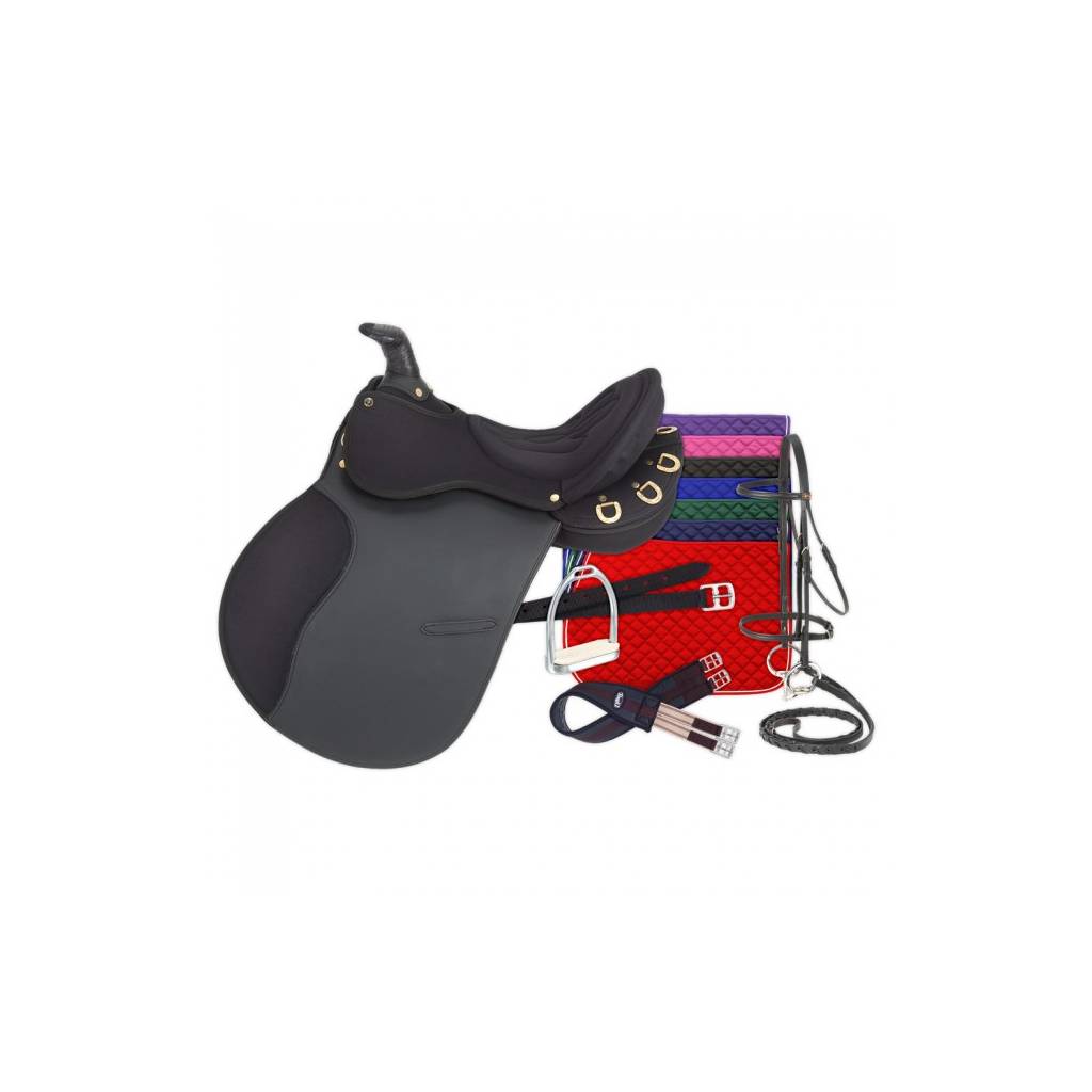 Eclipse by Tough 1 Pro Am Trail Saddle with Horn 6 Piece Package