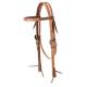 Russet Harness Leather Browband Headstall Lined with  Sunset Harness Leather, 3/4