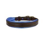 Perri's Metallic Padded Leather Dog Collar - Havana Blue - X-Small