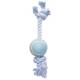 Dogit Blue Knotted Rope Bone with Tennis Ball Dog Toy