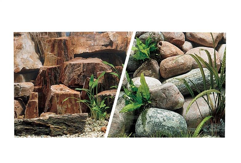 Marina Double Sided Aquarium Background Rocky Canyon / Riverbed