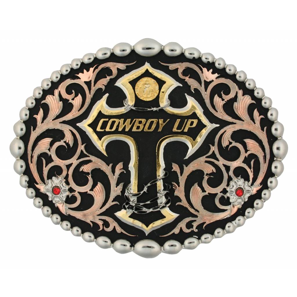 Montana Silversmiths Tri Color Cowboy Up Attitude Belt Buckle