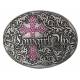 Montana Silversmiths Cowgirl Up Attitude Buckle with  Pink Rhinestone Gothic Cross