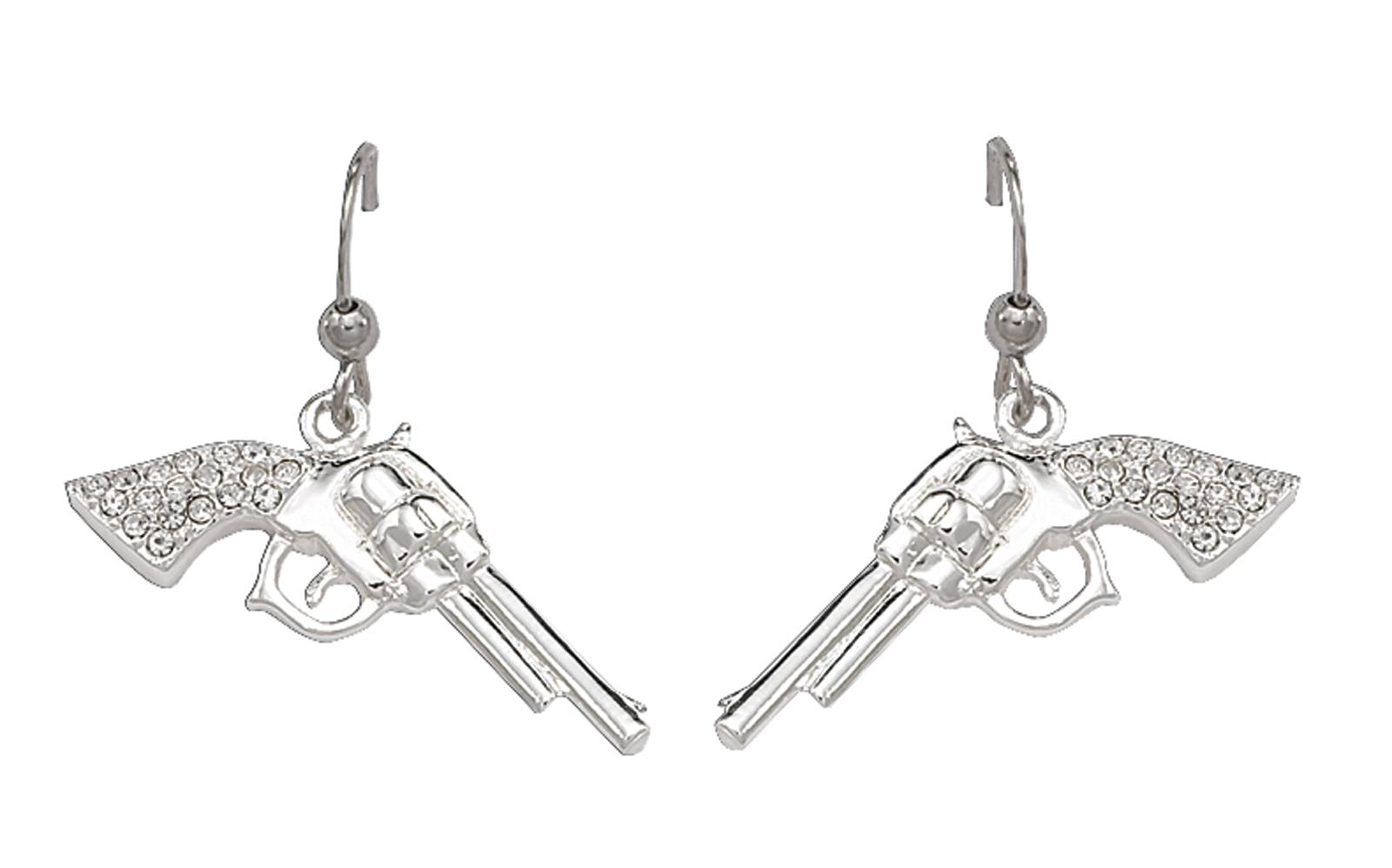 Montana Silversmiths Cowgirl Pistols Rhinestone Handle Drop Earrings