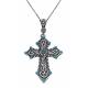Montana Silversmiths Turquoise Passion Flower Cross Pendant Necklace