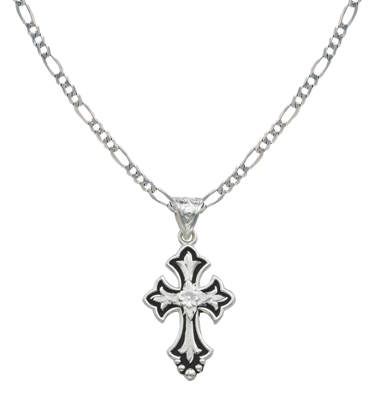 Montana Silversmiths Flower on Silver and Black Cross Fluery