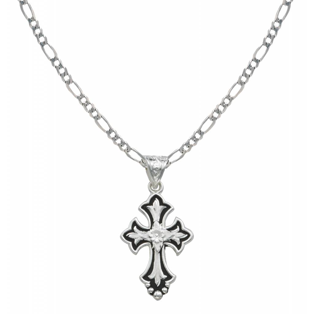 Montana Silversmiths Flower on Silver and Black Cross Fluery