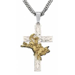 Montana Silversmiths Bull Rider Cross Necklace