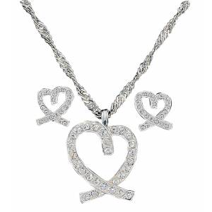 Montana Silversmiths A Caring Heart In Clear Rhinestones Jewelry Set