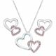Montana Silversmiths Double Heart with  Pink Crystal Jewelry Set