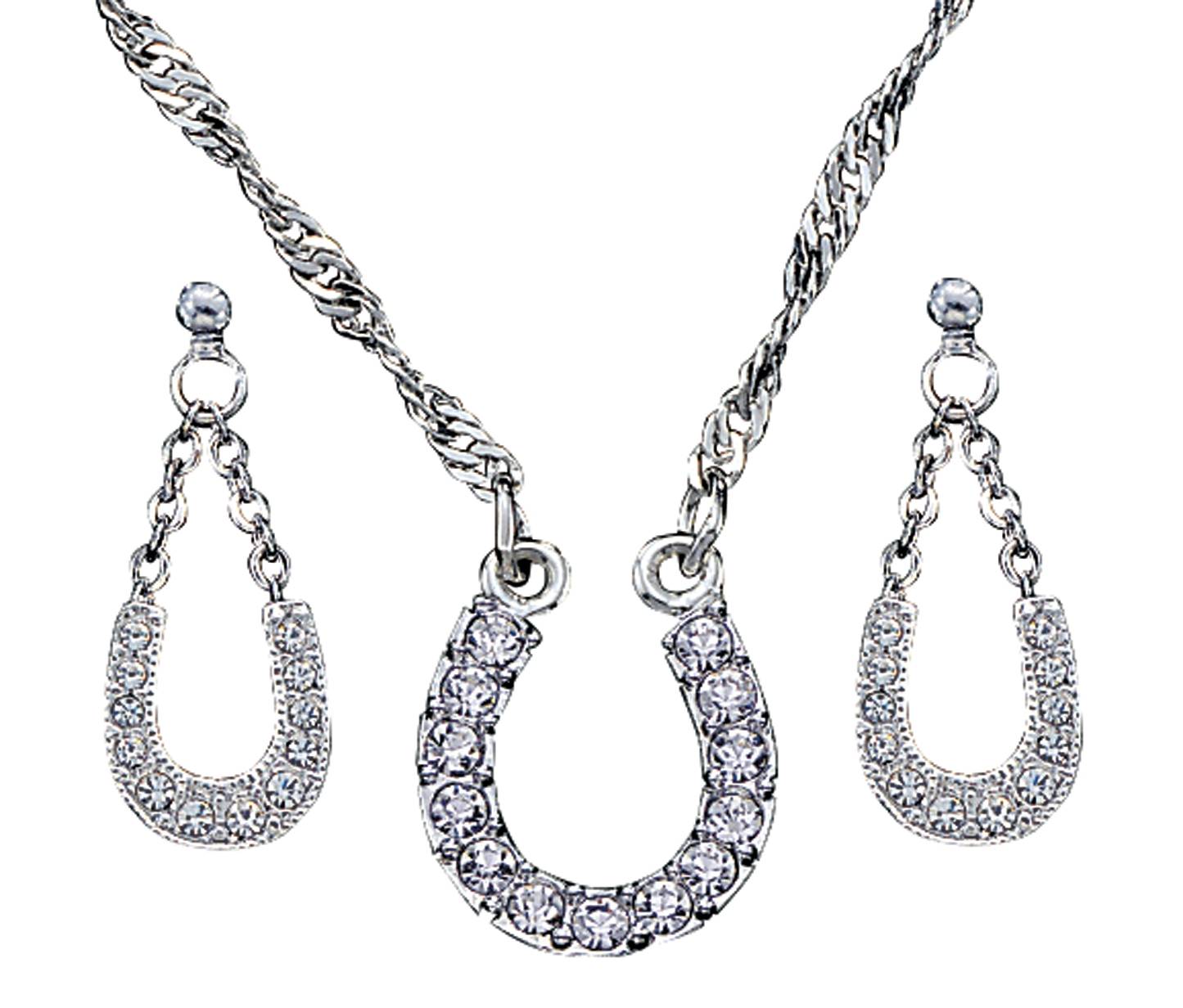 Montana Silversmiths Crystal Clear Lucky Horseshoe Jewelry Set
