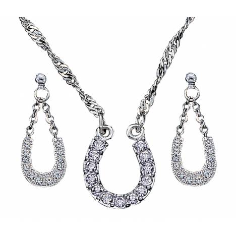 Montana Silversmiths Crystal Clear Lucky Horseshoe Jewelry Set