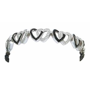 Montana Silversmiths Crystal and Black Double Heart Link Bracelet