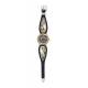 Montana Silversmiths Ladies Fancy Scroll Black Leather Band Watch, Lg Round Face