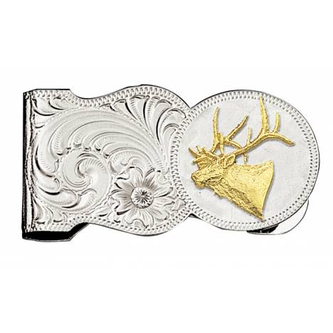 Montana Silversmiths Elk Head Scalloped Money Clip