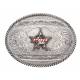 Montana Silversmiths PBR Bull Logo Antiqued Barbed Edge Silver Belt Buckle