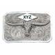 Montana Silversmiths Longhorn Plaque Belt Buckle - Three Initial Engraving