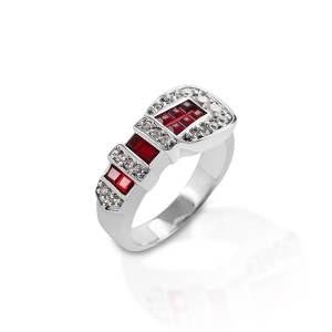 Kelly Herd Red Ranger Style Buckle Ring - Sterling Silver