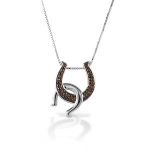 Kelly Herd Cognac Double Horseshoe Necklace - Sterling Silver
