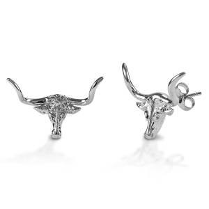 Kelly Herd Post Back Longhorn Earrings - Sterling Silver