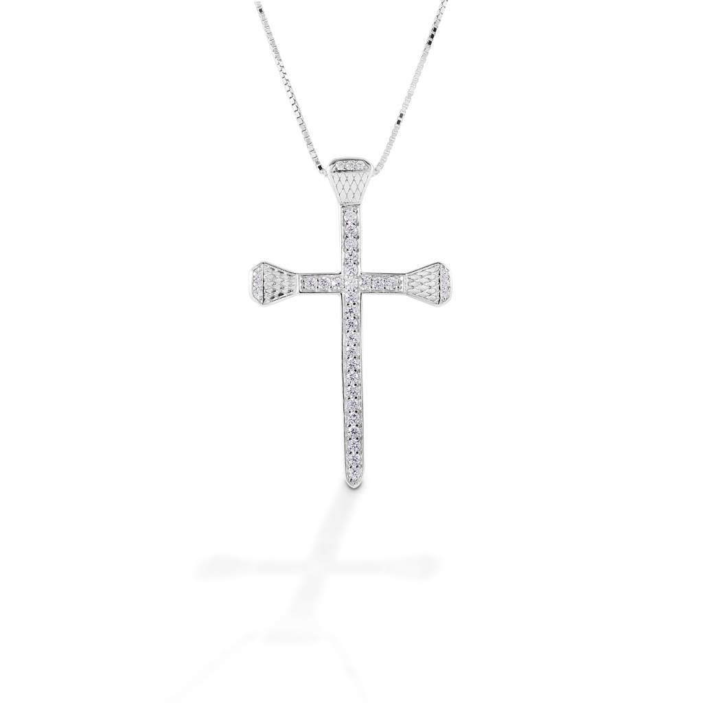 Kelly Herd Pave Horseshoe Nail Cross Necklace Sterling Silver - Nail Cross Pendant Kelly Herd Pave Horseshoe Nail Cross Necklace Sterling Silver - Nail Cross Pendant