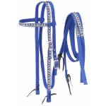 Tough-1 Nylon Browband Headstalls and Reins with  Printed Horse Head Overlay