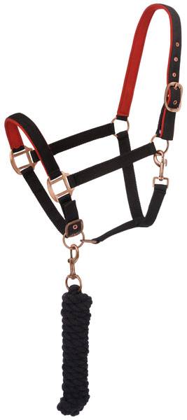 Tough-1 Neoprene Padded Halter with  Antique Hardware Lead Set