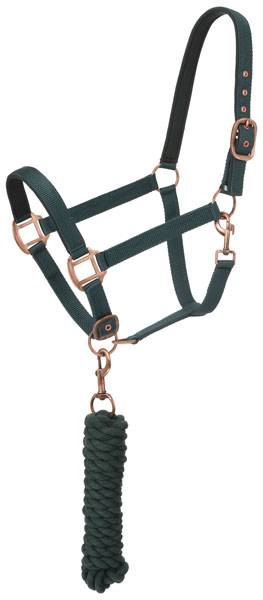 Tough-1 Neoprene Padded Halter with  Antique Hardware Lead Set