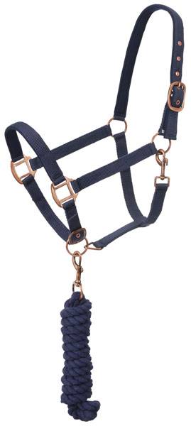 Tough-1 Neoprene Padded Halter with  Antique Hardware Lead Set