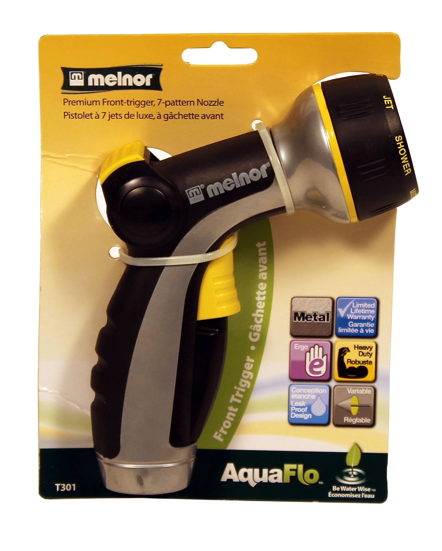 Melnor Premium Metal Front Trigger Multi Patter Nozzle