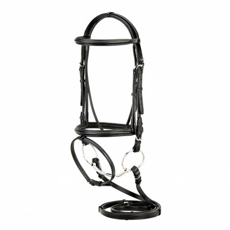 Toklat Silverleaf Plain Padded Dressage Bridle with Flash & Reins with Stops