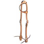 Tough-1 Leather Single Ear Headstall - Basket Stamp w/ Silver Hardware