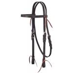 Tough-1 Leather Straight Brow Headstall with  Barbed Wire Detail
