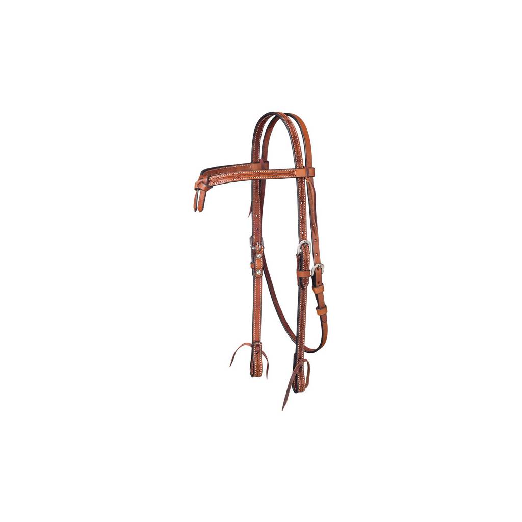 Tough-1 Leather Futurity Brow Headstall with Barbed Wire Detail