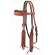Tough-1 Leather Wide Brow Headstall w/ Barbed Wire Detail
