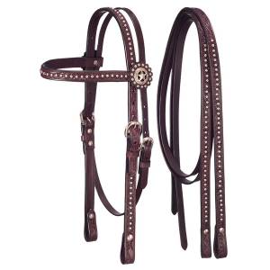 Tough-1 Bridle and Headstall Set with  Dots and Star Conchos