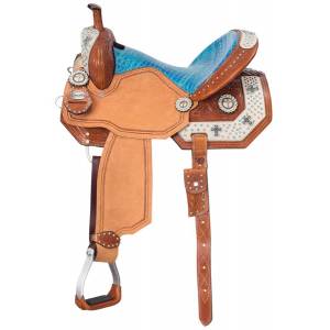 Silver Royal Youth Desert Hope Barrel Saddle with  White Hair Overlay