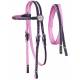 Tough-1 Nylon Headstall w/Leather Overlay & Silver Dots w/Reins