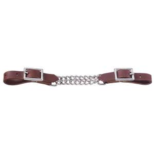 Tough-1 Harness Leather Curb with  Double Chain