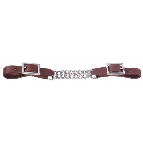 Tough-1 Harness Leather Curb with Double Chain