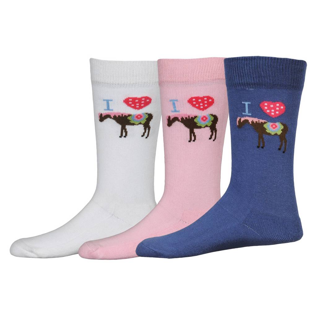 TuffRider I Heart Pony Kids 3 Pack Socks