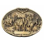 Montana Silversmiths Pack Horses And Rider Brass Heritage Attitude Belt Buckle